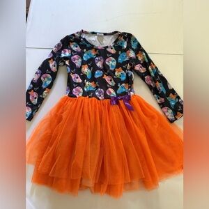 Boutique Halloween Neon Ghost Orange Tulle Tutu Dress 7/8 girls